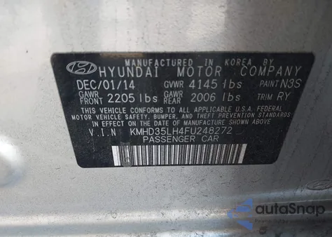 2015 Hyundai Elantra Gt из США, поврежденный, VIN KMHD35LH4FU248272